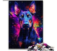 Puzzle Adulte 1000 pièces Galaxy Doberman en Carton, Jeu interactif Familial, décoration d'intérieur DIY, défi cérébral, Cadeau 1000 pièces(26x38cm)