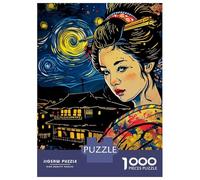 Puzzle Adulte 1000 Pièces Geisha Japanese Vangogh Puzzles Adultes Anti-Stress - Niveau De Difficulté Élevé - Cadeau Unique pour Un Anniversaire Ou Noël 70x50cm/1000pcs
