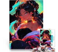 Puzzle Adulte 1000 pièces Geisha Samouraï Magique Jeu Familial Anti-Stress Défi Difficile avec Affiche et Feuille de Questions correspondantes 52x38cm