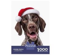 Puzzle Adulte 1000 Pièces German Shorthaired Pointer Dog with Santa Hat Puzzles pour Adolescents, Jouets Anti-Stress, Défi Difficile, Cadeau d'anniversaire Unique 52x38cm/1000pcs