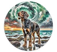 Puzzle Adulte 1000 Pièces German Wirehaired Pointeur Animaux - Ronde, Qualité Supérieure, Niveau Impossible, À Encadrer, 1000pcs (67.5x67.5cm)