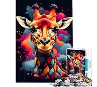 Puzzle Adulte 1000 pièces Girafe colorée Amusant à la Maison Défi Difficile Jouet de décoration pour Les 14 Ans et Plus (50x75cm)