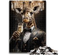 Puzzle Adulte 1000 pièces Girafe Noire dorée Difficile à réaliser, mais Amusant et Humoristique Cadeau d'anniversaire, Cadeaux, décoration Murale 26x38cm
