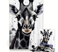 Puzzle Adulte 1000 pièces Girafe Peinte à l'aquarelle Entraînement à la Concentration, détente et Loisirs Bords Fins Cadeau de Noël Unique (38x52cm)