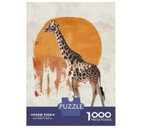 Puzzle Adulte 1000 Pièces Giraffe Sunset Puzzles pour Adolescents, Jouets Anti-Stress, Défi Difficile, Cadeau d'anniversaire Unique 38x26cm/1000pcs