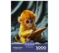 Puzzle Adulte 1000 Pièces Golden Baby Monkey Reading Puzzles Adultes Anti-Stress - Niveau De Difficulté Élevé - Cadeau Unique pour Un Anniversaire Ou Noël 52x38cm/1000pcs