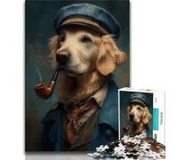 Puzzle Adulte 1000 pièces Golden Retriever Détective, Jeux éducatifs, décoration de la Maison, Jeu éducatif pour Anniversaire, Noël (38x26cm)