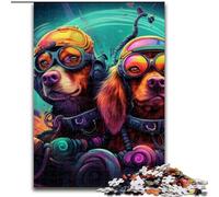 Puzzle Adulte 1000 pièces Golden Retriever psychédélique : Casse-tête Stimulant, activité familiale, décoration intérieure, Cadeau de Noël (Taille : 50x75cm)