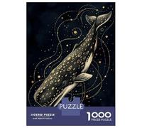 Puzzle Adulte 1000 Pièces Golden Spotted Whale on Dark Background Puzzle Adulte Jeu Manuel Décoration Parfaite Cadeaux Uniques pour Anniversaire Et Noël 52x38cm/1000pcs