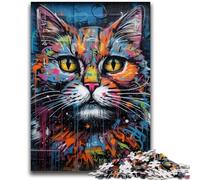 Puzzle Adulte 1000 pièces Graffiti Art Chat pour 14 Ans et Plus Jouet éducatif intellectuel décompressant Superbe Cadeau 50x75cm