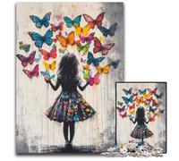 Puzzle Adulte 1000 pièces Graffiti Fille et Papillon Puzzles en Carton Jeu Stimulant Jouets, Anniversaire et Cadeaux Uniques pour Les 14 Ans et Plus 26x38cm