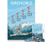 Puzzle Adulte 1000 pièces Grenoble,Capitale des Alpes Pièces aux Contours Nets Jeu de réflexion et de Loisirs Décoration de Noël pour la Maison (50x75cm)