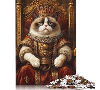 Puzzle Adulte 1000 pièces Grumpy Cat King Puzzles en Bois pour Adultes et Adolescents Jeux éducatifs à Domicile Jouets DIY 1000 pièces (75 x 50 cm)