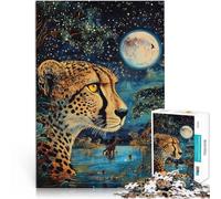 Puzzle Adulte 1000 pièces Guépard Peint en Couleur Jeu Familial Anti-Stress Défi Difficile Décoration d'intérieur 38x26cm