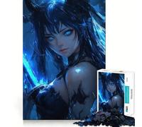 Puzzle Adulte 1000 pièces Guerrier Anime aux Yeux Bleus,découpe Fine,Divertissement et résolution de problèmes,Jeu Confortable,décoration Murale de Noël (38x26cm)