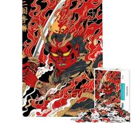 Puzzle Adulte 1000 pièces Guerrier Oni Rouge avec épée Puzzle pour Adolescents Modèle Difficile et Stimulant Jeu Amusant et divertissant pour Toute la Famille (Dimensions 38x52cm)