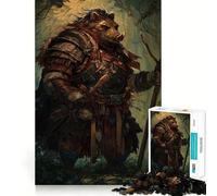 Puzzle Adulte 1000 pièces Guerrier Sanglier dans la forêt Décoration soignée,Jeu de réflexion,Divertissement Occasionnel,décoration de Noël (38x26cm)