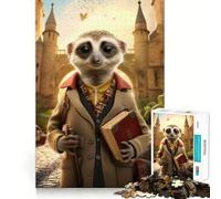 Puzzle Adulte 1000 pièces Guide de Voyage Suricate Découpe Premium Jeu de logique Amusant et Facile à Jouer Décoration Murale de Noël (38x26cm)