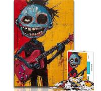 Puzzle Adulte 1000 pièces Guitariste Style Basquiat Adolescent Puzzle Activité familiale Amusante à la Maison Cadeau d'anniversaire Cadeaux de Voyage 75x50cm