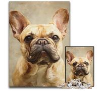 Puzzle Adulte 1000 pièces Happy Bulldog en Bois, Casse-tête, Cadeau d'anniversaire Unique pour Les 14 Ans et Plus, 50x75cm