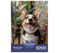Puzzle Adulte 1000 Pièces Happy Corgi with Bubbles Puzzles pour Adultes Jeux Relaxants Vacances À La Maison Passer Le Temps pour Un Anniversaire, Noël 38x26cm/1000pcs