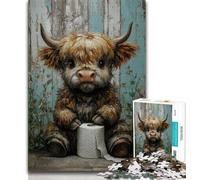 Puzzle Adulte 1000 pièces hauteurs de Papier Toilette Difficiles Vache Puzzle Adulte Anti-Stress Vacances à la Maison Jouets de décoration pour la Maison 26x38cm