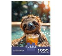 Puzzle Adulte 1000 Pièces, Have A Drink with A Sloth, Moment De Détente, Cadeau De Fin D’Année, Carton Épais Premium, 38x26cm/1000pcs