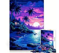 Puzzle Adulte 1000 pièces Hawaï Soirée Pixel Art Jeu d'articulation précis Activité intellectuelle Jeu de Temps Libre Décoration Murale de Noël (38x26cm)