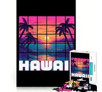 Puzzle Adulte 1000 pièces Hawaii Vaporwave s Perfect Edge Play,Jeu de Concentration mentale,Jeu Lent,Cadeau d'anniversaire Artistique Amusant (38x52cm)
