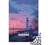 Puzzle Adulte 1000 Pièces, Helsinki Lighthouse at Sunset, 38x26cm/1000pcs