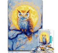Puzzle Adulte 1000 pièces, Hibou doré Difficile, défi d'intelligence cérébrale, Jouets addictifs pour la décoration de la Maison (Taille 75x50cm)