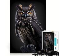 Puzzle Adulte 1000 pièces Hibou Noir,découpe Nette,Jeu de Concentration Amusant,Moment de détente,Cadeau de Noël Amusant (38x52cm)