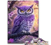Puzzle Adulte 1000 pièces, Hibou Violet, Difficile, Anti-Stress, défi Difficile, à Offrir en Cadeau à Toute la Famille, 26x38cm