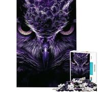 Puzzle Adulte 1000 pièces Hibou Violet en Gros Plan Puzzle Anti-Stress pour Adultes Niveau Difficile Stimulant cérébral (Dimensions 38x26cm)