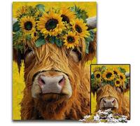 Puzzle Adulte 1000 pièces Highland Cow Puzzle Anti-Stress Staycation Kill Time, Une œuvre d'art pour et 14 Ans 26X38CM