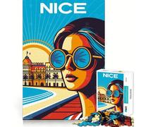 Puzzle Adulte 1000 pièces Hôtel Nice Negresco France,Impression d'art de Voyage,découpe idéale,décoration,Casse-tête,Cadeau,Divertissement,Cadeau d'anniversaire,Passe-Temps (38x26cm)