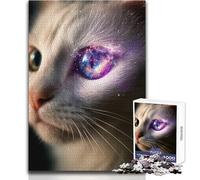 Puzzle Adulte 1000 pièces Œil de Chat Cosmique - Idéal pour des Moments de détente - Découpe précise de Haute qualité - Dimensions:38x26cm