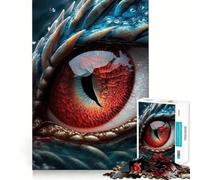 Puzzle Adulte 1000 pièces Œil de Dragon Bleu et Rouge,décoration soignée,Jeu de réflexion,Divertissement Occasionnel,décoration de Noël (50x75cm)