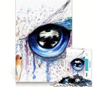 Puzzle Adulte 1000 pièces Œil de Hibou Bleu Bords Nets,Jeu de Construction et de Concentration,Jeu de détente Relaxant,Cadeau de Noël (50x75cm)