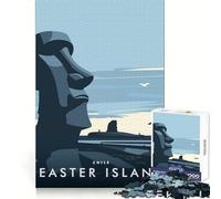 Puzzle Adulte 1000 pièces Île de Pâques Moai Bordure sans Couture Jeu de résolution de problèmes Jouet Divertissement Scène de Noël (38x26cm)