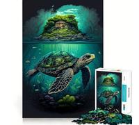 Puzzle Adulte 1000 pièces Île des Tortues Bords impeccables Jeu de Concentration mentale Amusant et Calme Décoration de Noël Cadeau (50x75cm)