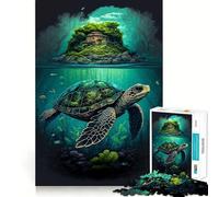 Puzzle Adulte 1000 pièces Île des Tortues Bords impeccables Jeu de Concentration mentale Amusant et Calme Décoration de Noël Cadeau (38x26cm)