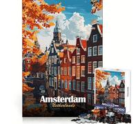Puzzle Adulte 1000 pièces illustrant Un Paysage Urbain d'automne à Amsterdam, Pays-Bas Idéal pour se concentrer, s'évader paisiblement et Offrir Un Cadeau attentionné (50x75cm)
