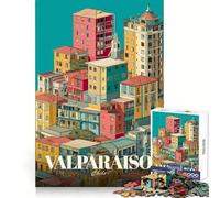 Puzzle Adulte 1000 pièces illustrant Un Paysage Urbain de Valparaiso, Chili Découpe précise Idéal pour Un Cadeau Stimule la mémoire et procure Un Plaisir Relaxant (50x75cm)