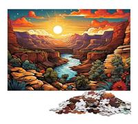 Puzzle Adulte 1000 pièces Illustration Couleur du Grand Canyon National Puzzle avec Affiche et fiche de Questions réponses Assorties 1000 pièces (38 x 26 cm)