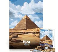 Puzzle Adulte 1000 pièces Illustration de la Pyramide de Gizeh Jeu de réflexion Facile à Jouer Cadeau Décoration d'anniversaire (50x75cm)