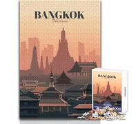 Puzzle Adulte 1000 pièces - Illustration de la Skyline de Bangkok,Thaïlande - Jeu de Manipulation - Décoration idéale - Cadeau de Noël Secret - Dimensions : 38x26cm