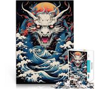 Puzzle Adulte 1000 pièces Illustration des Vagues du Dragon Jouet éducatif intellectuel décompressant Décoration Parfaite 38x26cm