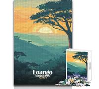 Puzzle Adulte 1000 pièces, Illustration du Parc National de Loango au Gabon, Jeu Relaxant, Passe-Temps idéal pour Un Week-End à la Maison ou Un Cadeau de Noël Secret, Format 38x26cm