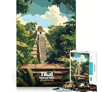 Puzzle Adulte 1000 pièces Illustration du Parc National de Tikal au Guatemala Jeu d'assemblage précis Jouet cérébral Intelligent pour Passer Le Temps Libre Cadeau d'anniversaire pour l'esprit